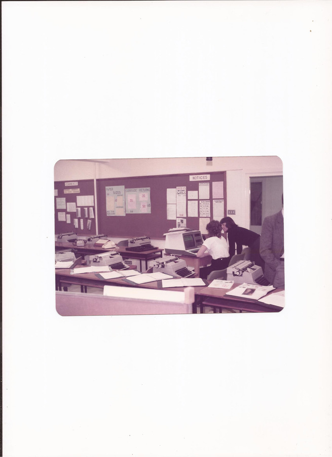 A computer in the typing room 